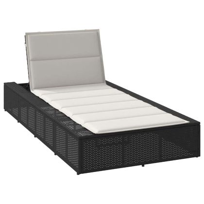Шезлонг с плаваща възглавница Black Poly Rattan