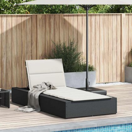 Шезлонг с плаваща възглавница Black Poly Rattan