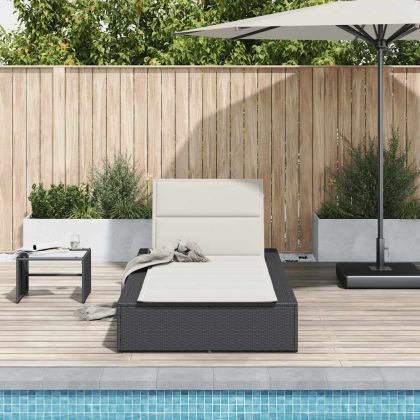 Шезлонг с плаваща възглавница Black Poly Rattan
