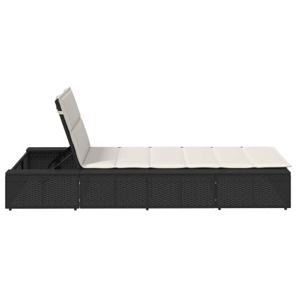 Шезлонг с плаваща възглавница Black Poly Rattan