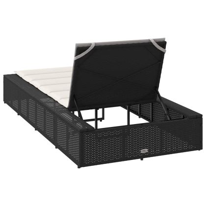 Шезлонг с плаваща възглавница Black Poly Rattan