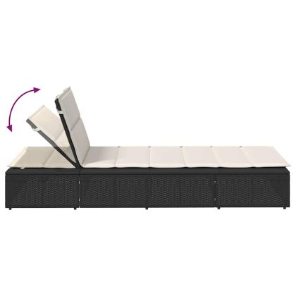 Шезлонг с плаваща възглавница Black Poly Rattan