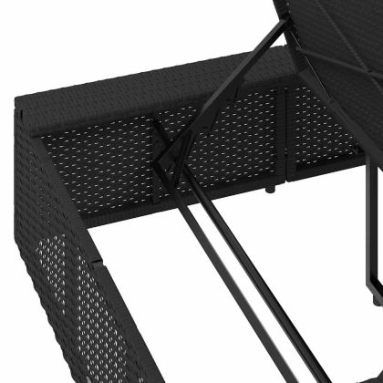 Шезлонг с плаваща възглавница Black Poly Rattan