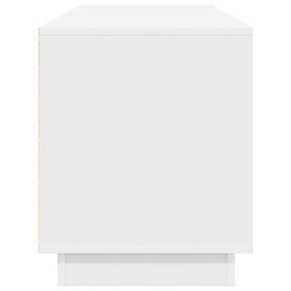 ТВ шкаф с LED осветление, бял, 160,5x41x50 см