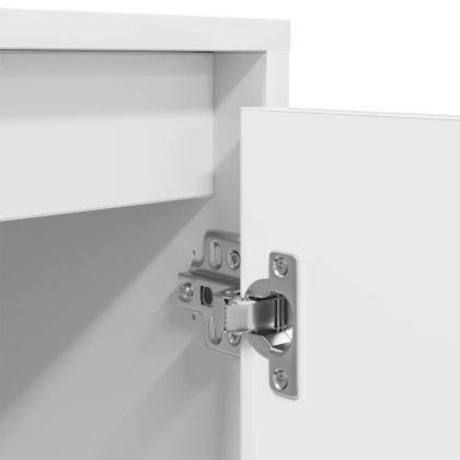 ТВ шкаф с LED осветление, бял, 160,5x41x50 см