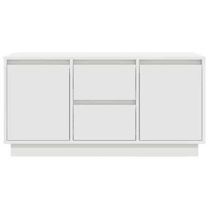 ТВ шкаф с LED осветление, бял, 100x41x50 см