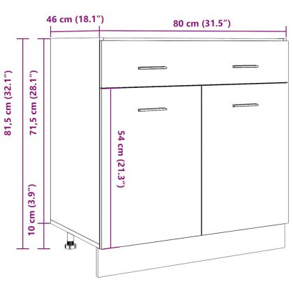 Шкаф с чекмеджета "Lyon", старо дърво, 80x46x81,5 см, инженерно дърво