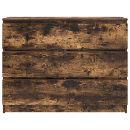 Сайдборд, опушен дъб, 100x35x76 см, инженерно дърво