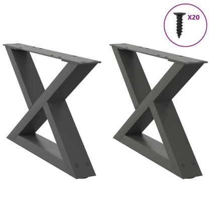 Крака за масичка за кафе, 2 бр., антрацит, 50x(30-31,3) см, стомана
