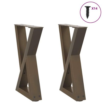 Крака за масичка за кафе, 2 бр., естествена стомана, 38 x (42-43,3) см, стомана