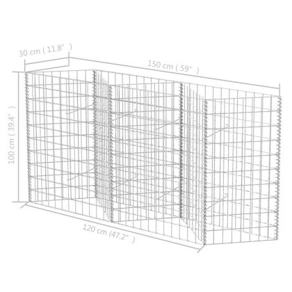 Габионна кошница, поцинкована стомана, 120x30x100 см