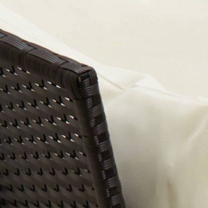 Градински диван с възглавници, черен полиратан