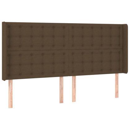 Горна табла за легло с уши, тъмнокафява,163x16x118/128 см, плат