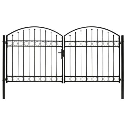 Оградна порта Assen с двойна врата с арковиден връх, стомана 300x125 см