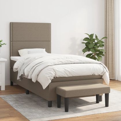 Боксспринг легло с матрак, таупе, 90x200 см, плат
