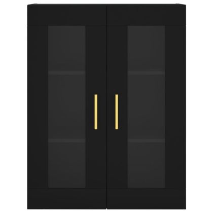 Стенни шкафове, 2 бр, черни, инженерно дърво