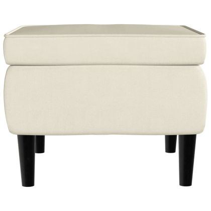 Табуретка с дървени крака, кремава кадифена