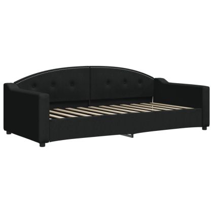 Канапе с изтеглящо разтегателно легло черно 90x200 см плат