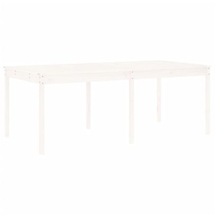 Градински трапезен комплект от 17 части, бял, масивен бор