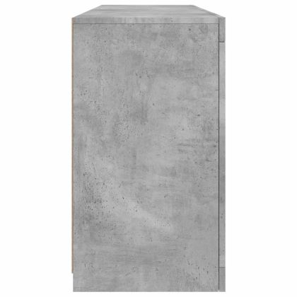 Сайдборд с LED светлини, бетонно сив, 163x37x67 см