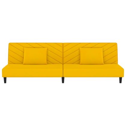 2-местно разтегателно канапе с две възглавници, жълто, кадифе