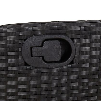 Градински комплект от 3 части с възглавници черни полиратан