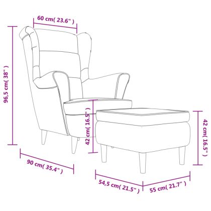 Фотьойл Wingback с табуретка, тъмнозелена, кадифе