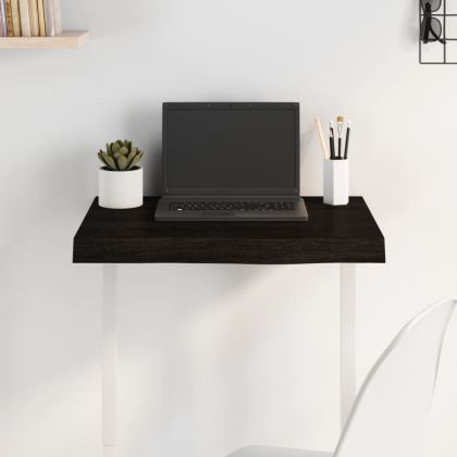 Плот за маса тъмнокафяв 60x40x(2-6) см обработен масивен дъб