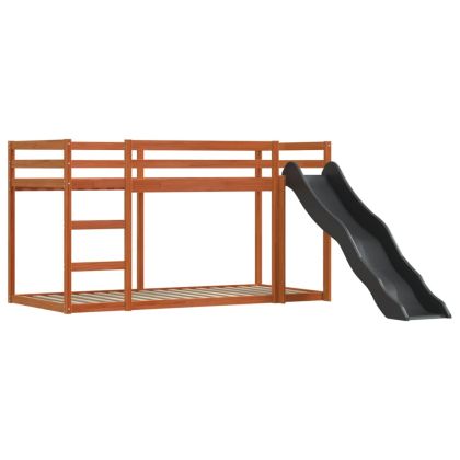 Двуетажно легло с пързалка и завеси, бяло и черно, 90x200 см
