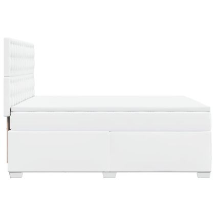 Боксспринг легло с матрак, бяло, 160x200 см, изкуствена кожа