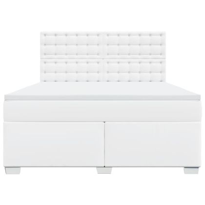 Боксспринг легло с матрак, бяло, 180x200 см, изкуствена кожа