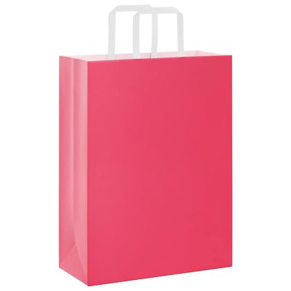 Хартиени торбички 250 бр с дръжки розови 26x12x35 см