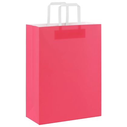 Хартиени торбички 250 бр с дръжки розови 26x12x35 см