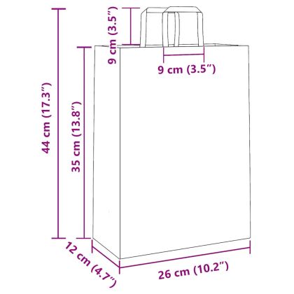 Хартиени торбички 250 бр с дръжки розови 26x12x35 см