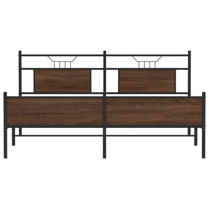 Метална рамка за легло, без матрак, кафяв дъб, 180x200 см