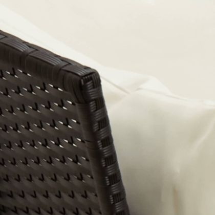 Градински диван с възглавници, черен полиратан