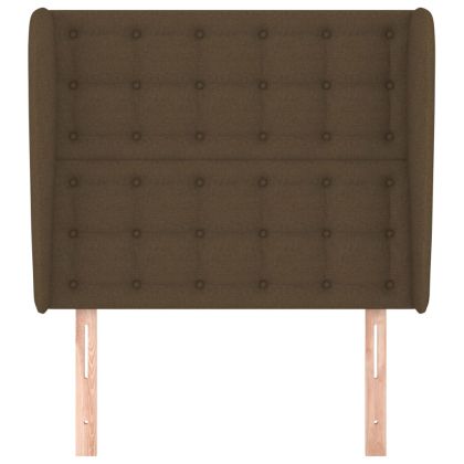 Горна табла за легло с уши, тъмнокафява, 83x23x118/128 см, плат