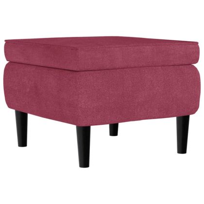 Фотьойл Wingback с табуретка, виненочервен, кадифе