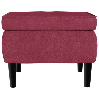 Фотьойл Wingback с табуретка, виненочервен, кадифе