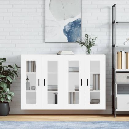 Стенни шкафове, 2 бр, бели, инженерно дърво