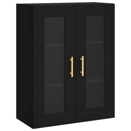 Стенен шкаф черен 69,5x34x90 см