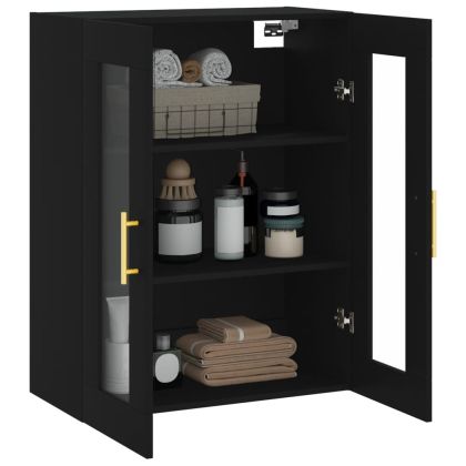 Стенен шкаф черен 69,5x34x90 см