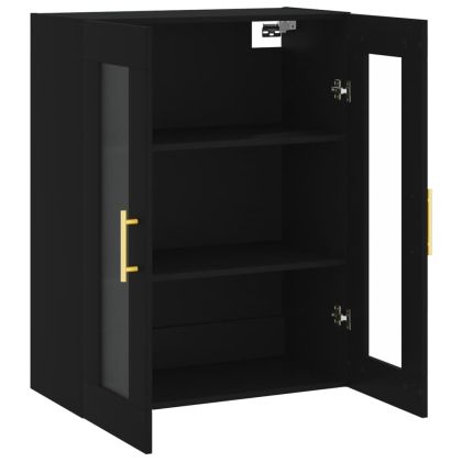 Стенен шкаф черен 69,5x34x90 см