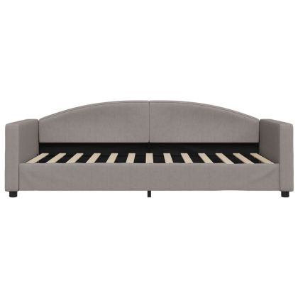 Канапе с изтеглящо легло и чекмеджета таупе 90x200 см плат