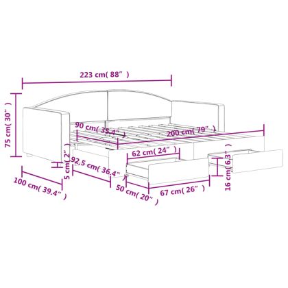 Канапе с изтеглящо легло и чекмеджета таупе 90x200 см плат