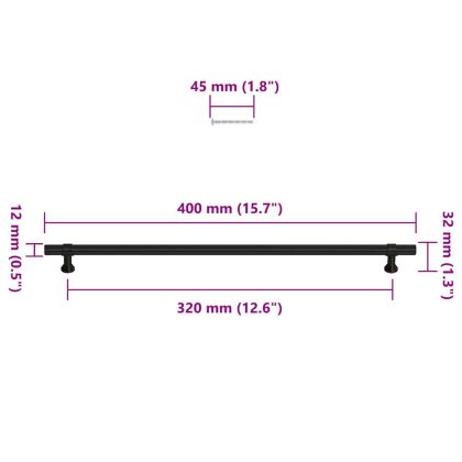 Дръжки за шкафове, 5 бр, черни, 320 мм, неръждаема стомана