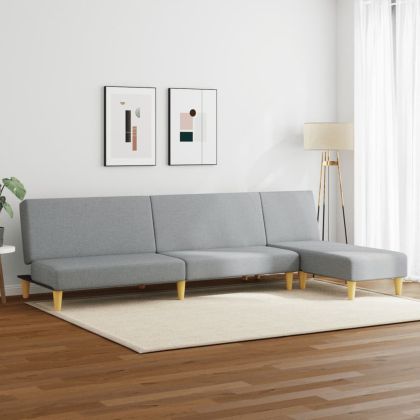 Комплект дивани 2 части светлосив текстил