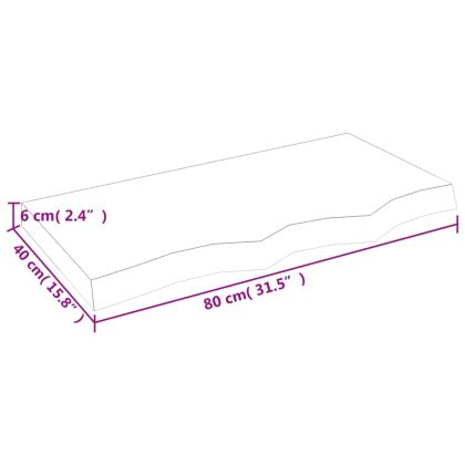 Плот за маса, 80x40x(2-6) см, необработен масивен дъб