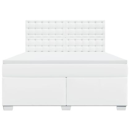 Боксспринг легло с матрак, бяло, 180x200 см, изкуствена кожа