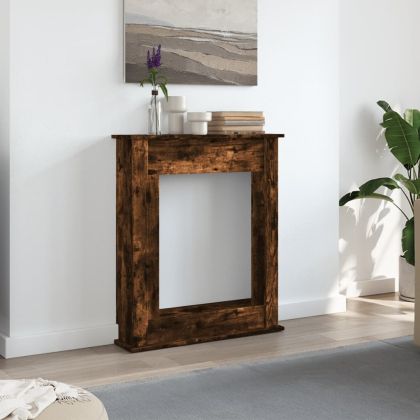 Облицовка за камина, опушен дъб, 75x20x87,5 см, инженерно дърво